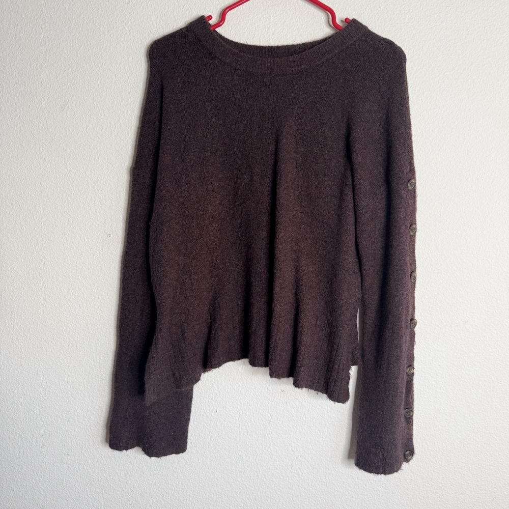 Madewell merino wool brown button sleeve sweater medium